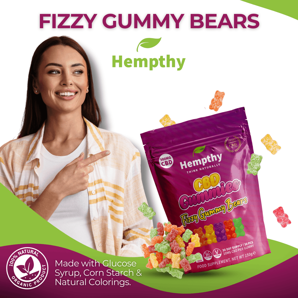 CBD Gummies Fizzy Gummy Bears Hempthy