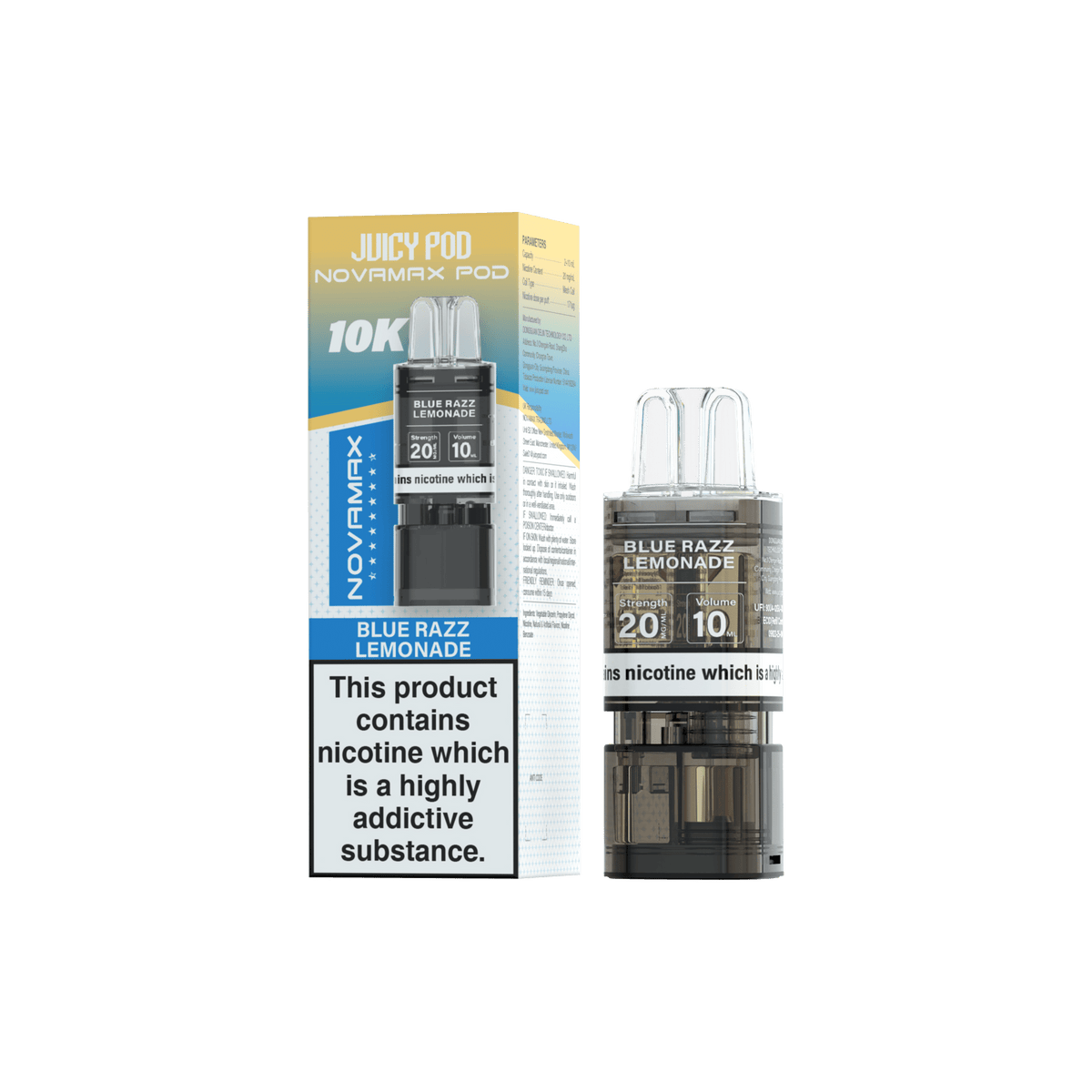 Novamax Juicy Pod 10K Blue Razz Lemonade Refill 2+10ml 20mg