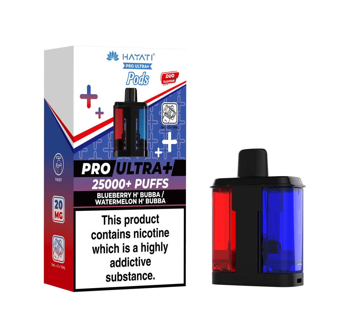 Pro Ultra+ 25K Replacement Pod Blueberry H'Bubba Watermelon H'Bubba 20mg