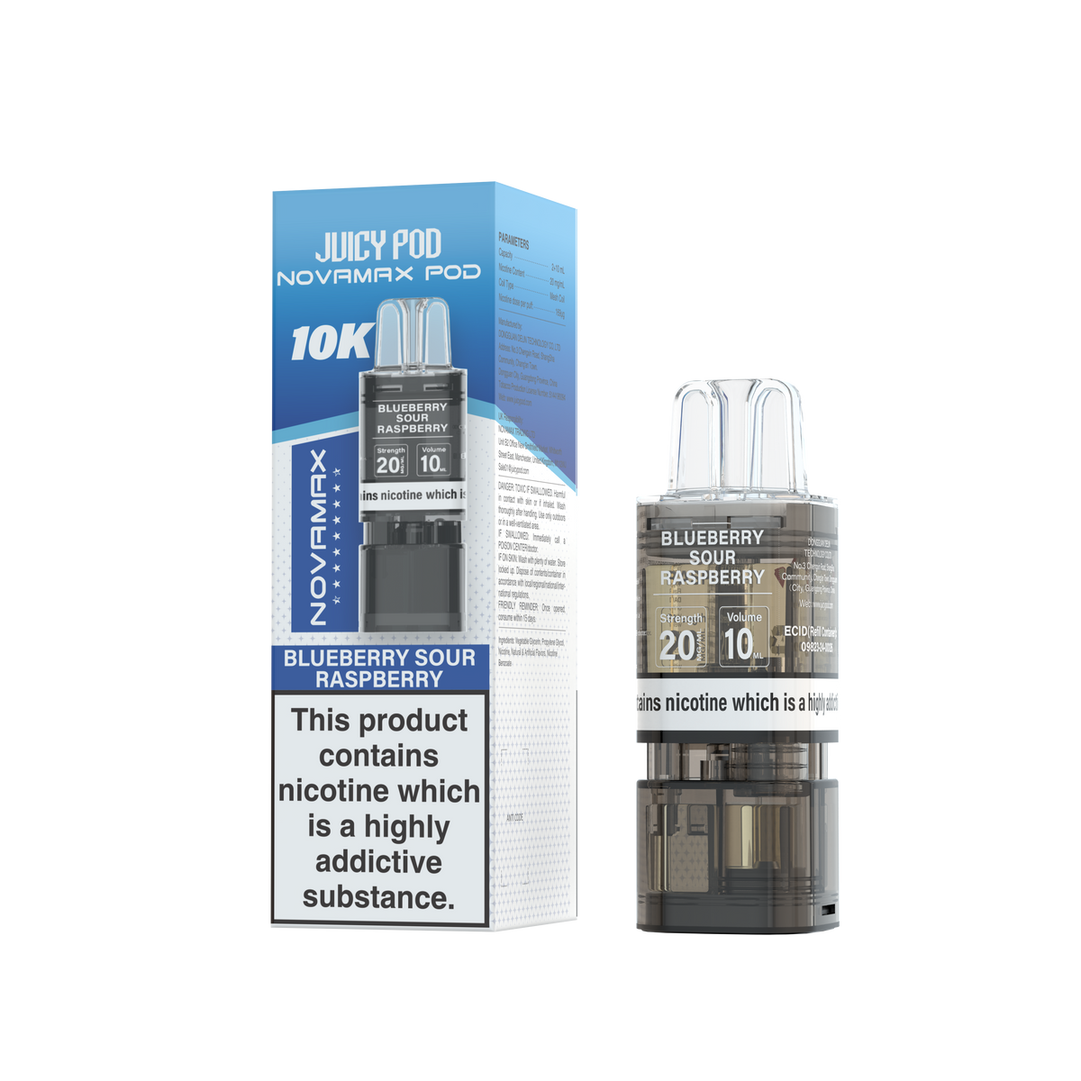 Novamax Juicy Pod 10K Blueberry Sour Raspberry Refill 2+10ml 20mg