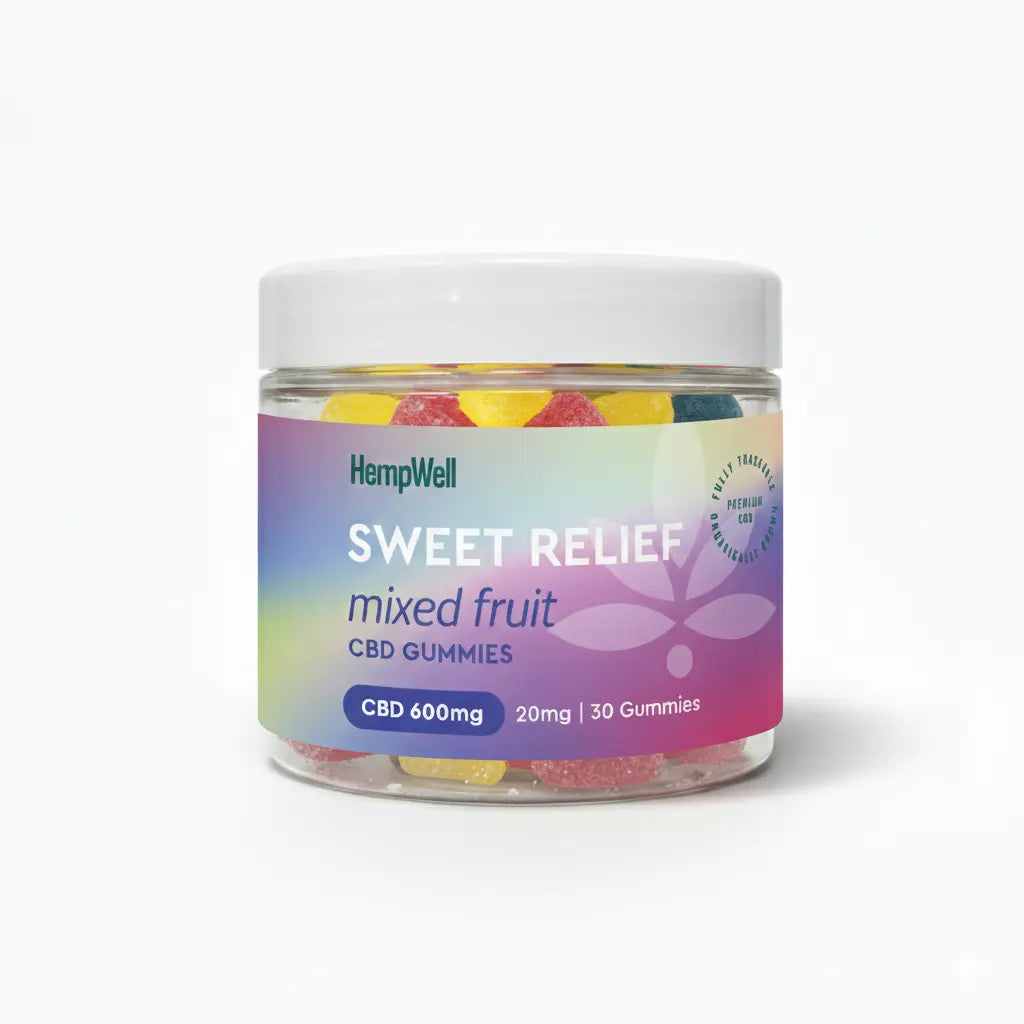 HempWell Mixed Fruit CBD Gummies 600mg CBD 30 Pieces