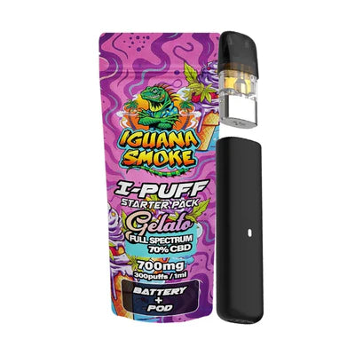 Iguana Smoke I-Puff Starter Pack CBD Vape Kit Battery & Pod
