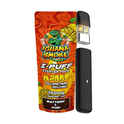 Iguana Smoke I-Puff Starter Pack CBD Vape Kit Battery & Pod