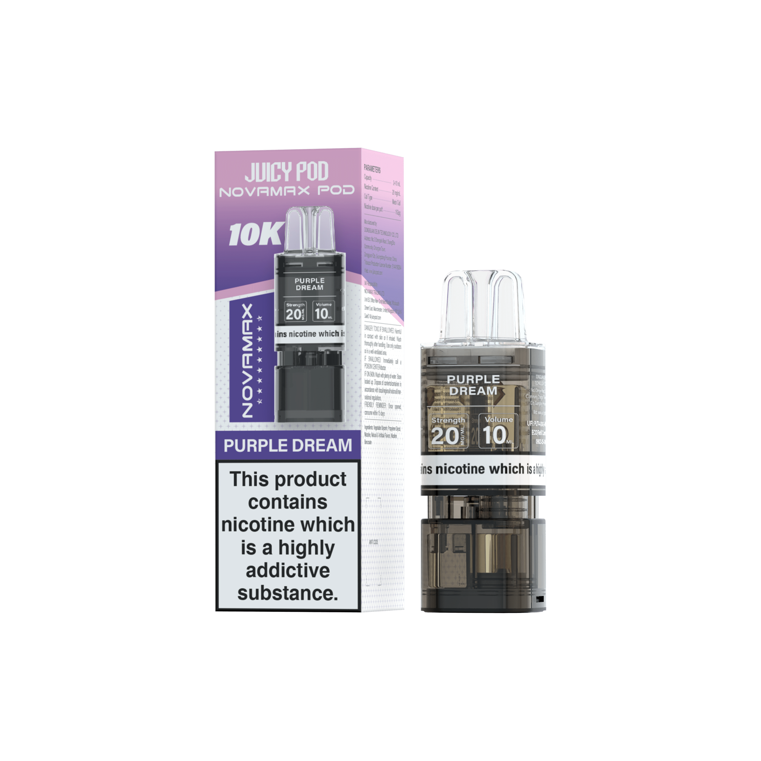 Novamax Juicy Pod 10K Purple Dream Refill 2+10ml 20mg