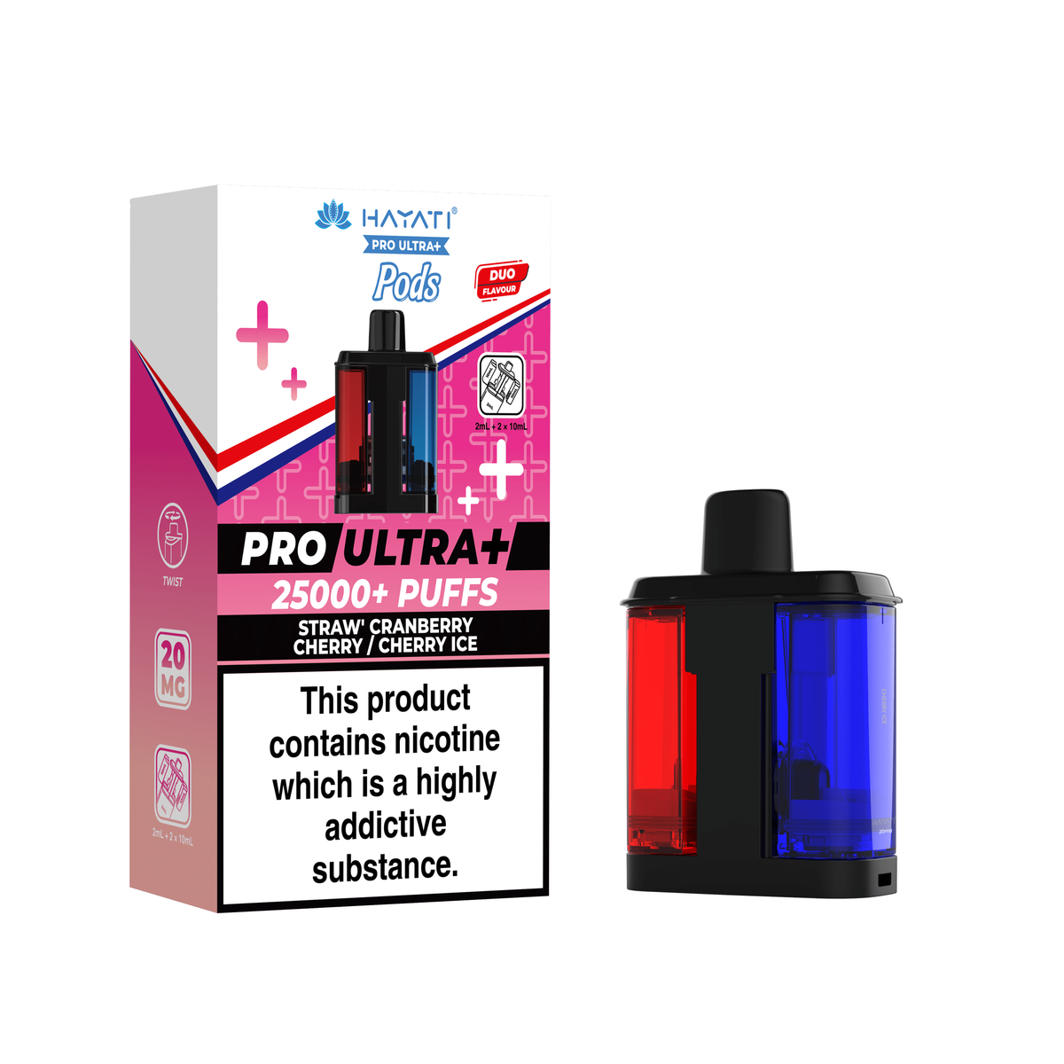 Pro Ultra+ 25K Replacement Pod Straw' Cranberry Cherry/Cherry Ice 20mg