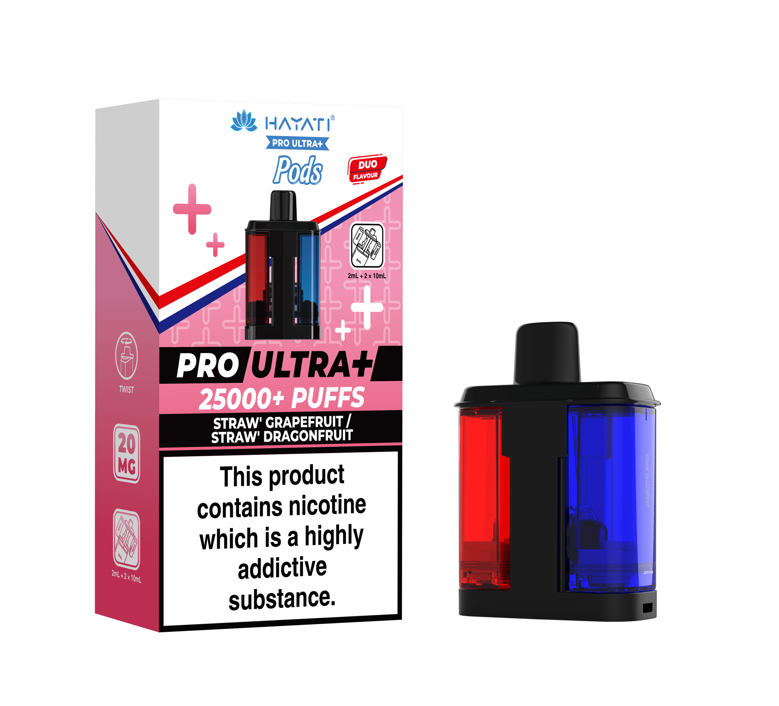 Pro Ultra+ 25K Replacement Pod Straw' Grapefruit Straw' Dragonfruit 20mg