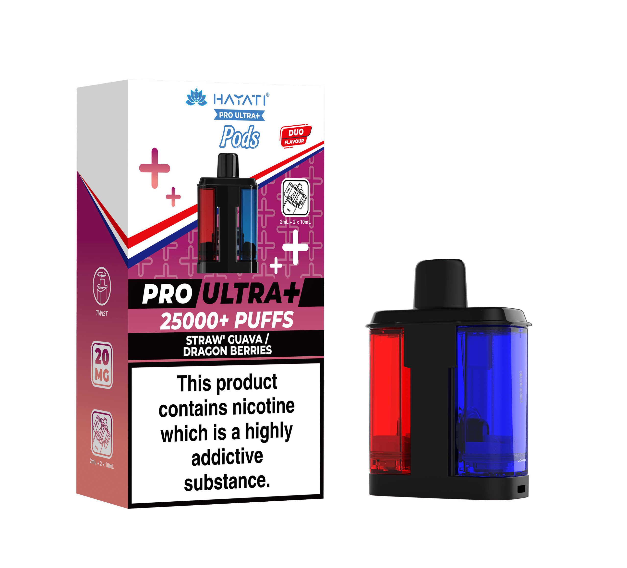 Pro Ultra+ 25K Replacement Pod Straw' Guava Dragon Berries 20mg