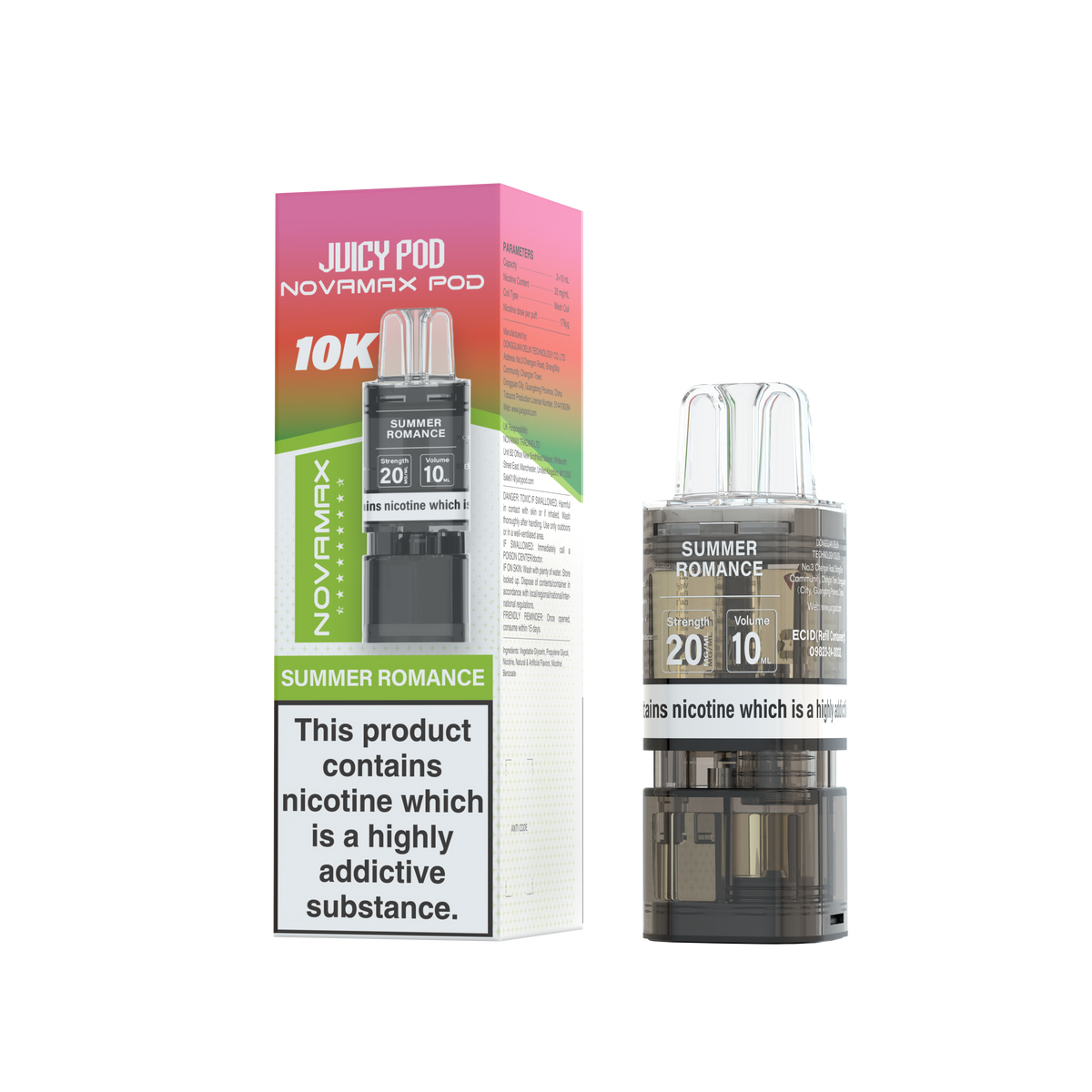 Novamax Juicy Pod 10K Summer Romance Refill 2+10ml 20mg