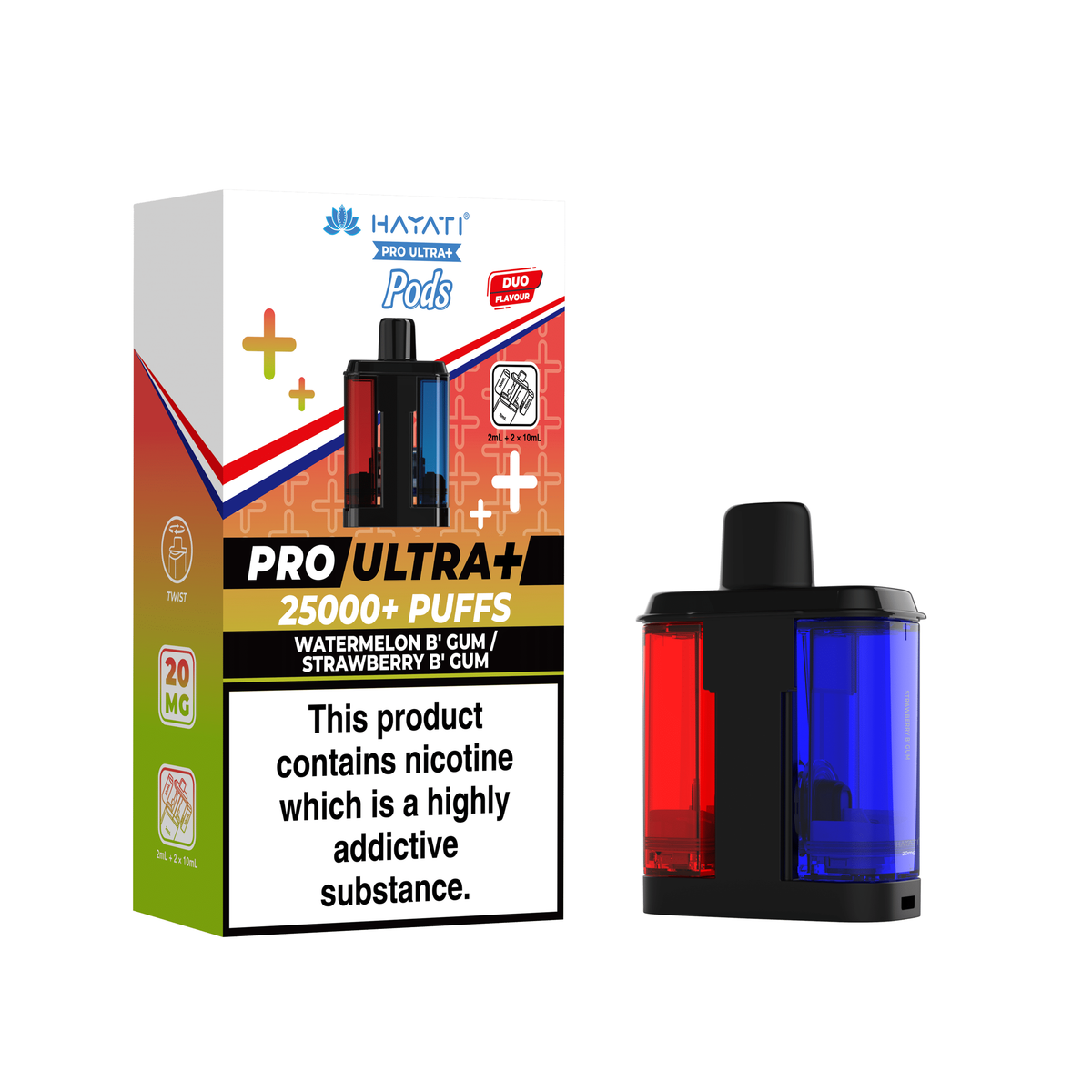 Pro Ultra+ 25K Replacement Pod Watermelon B'Gum Strawberry B'Gum 20mg