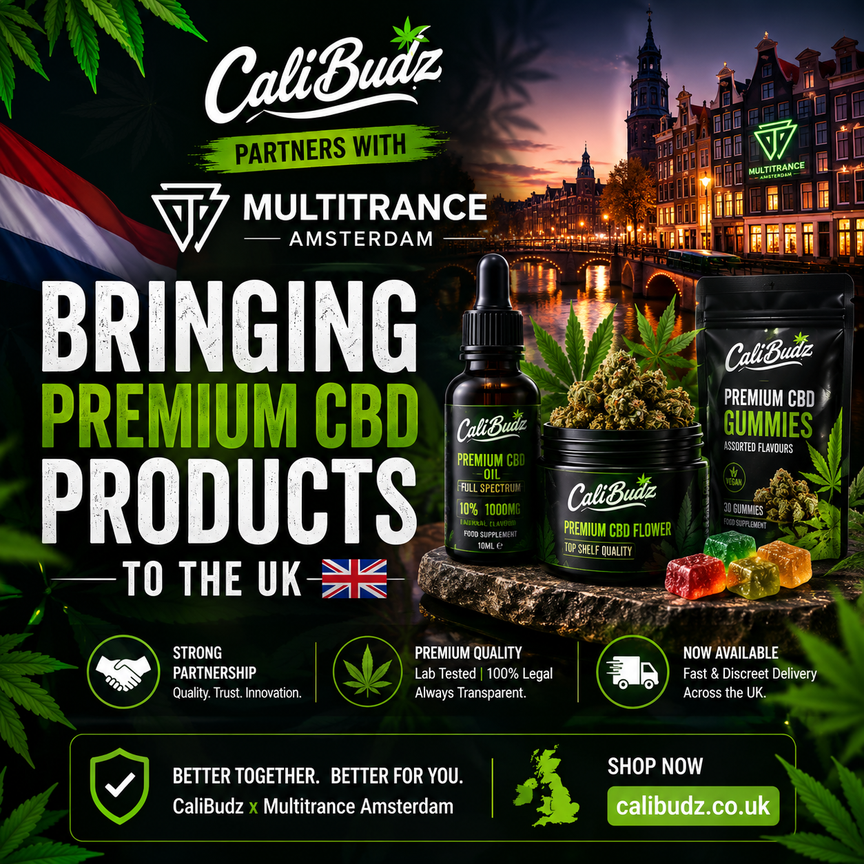 CaliBudz Partners with Multitrance Amsterdam to Bring Premium CBD Products to the UK