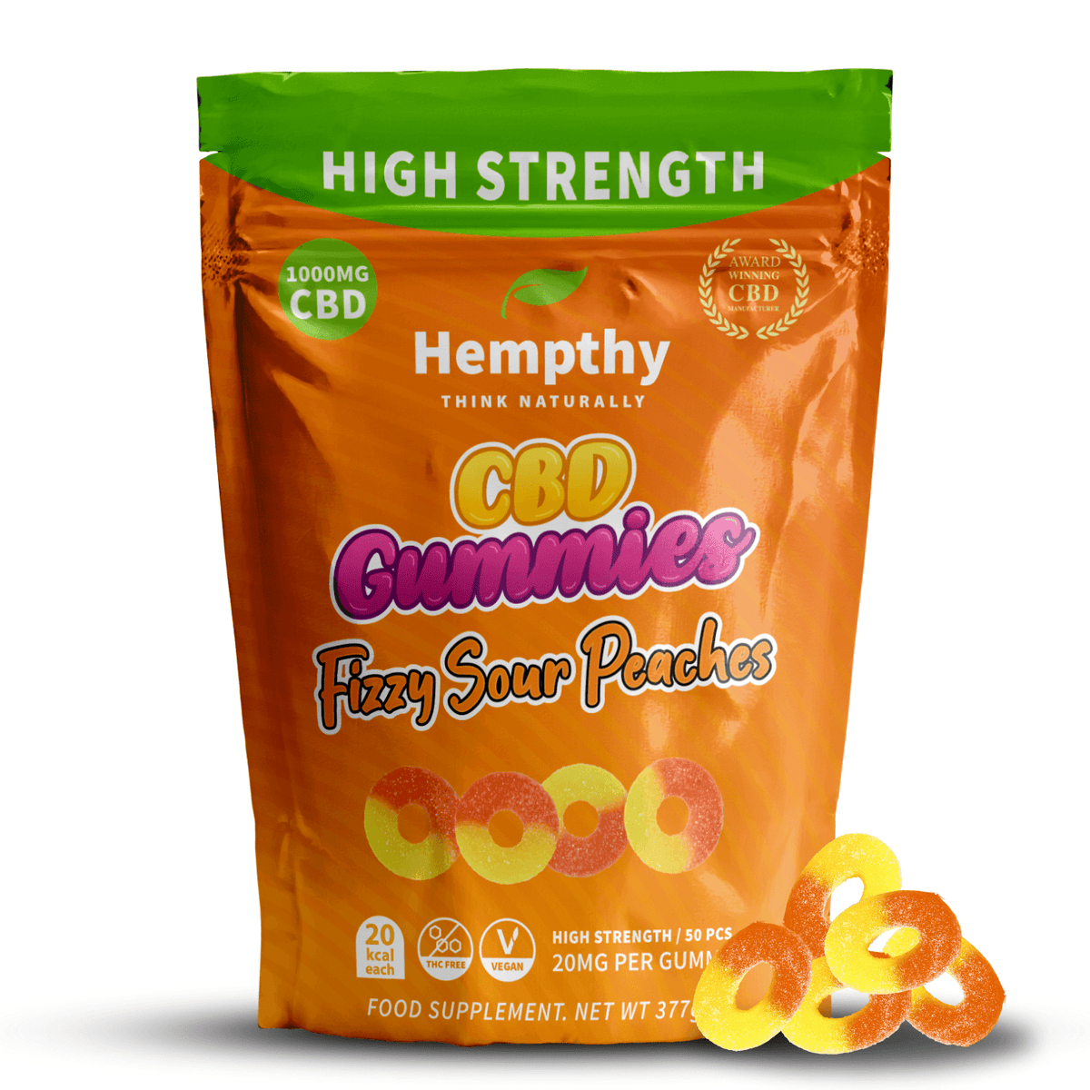 CBD Gummies Peach Rings Hempthy