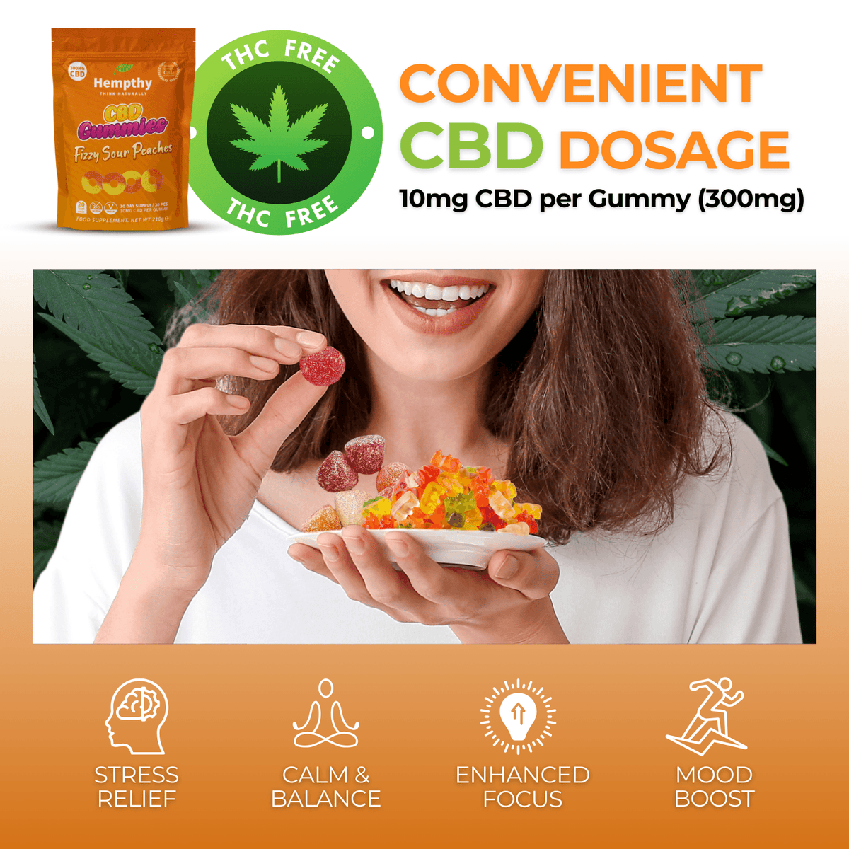 CBD Gummies Peach Rings Hempthy
