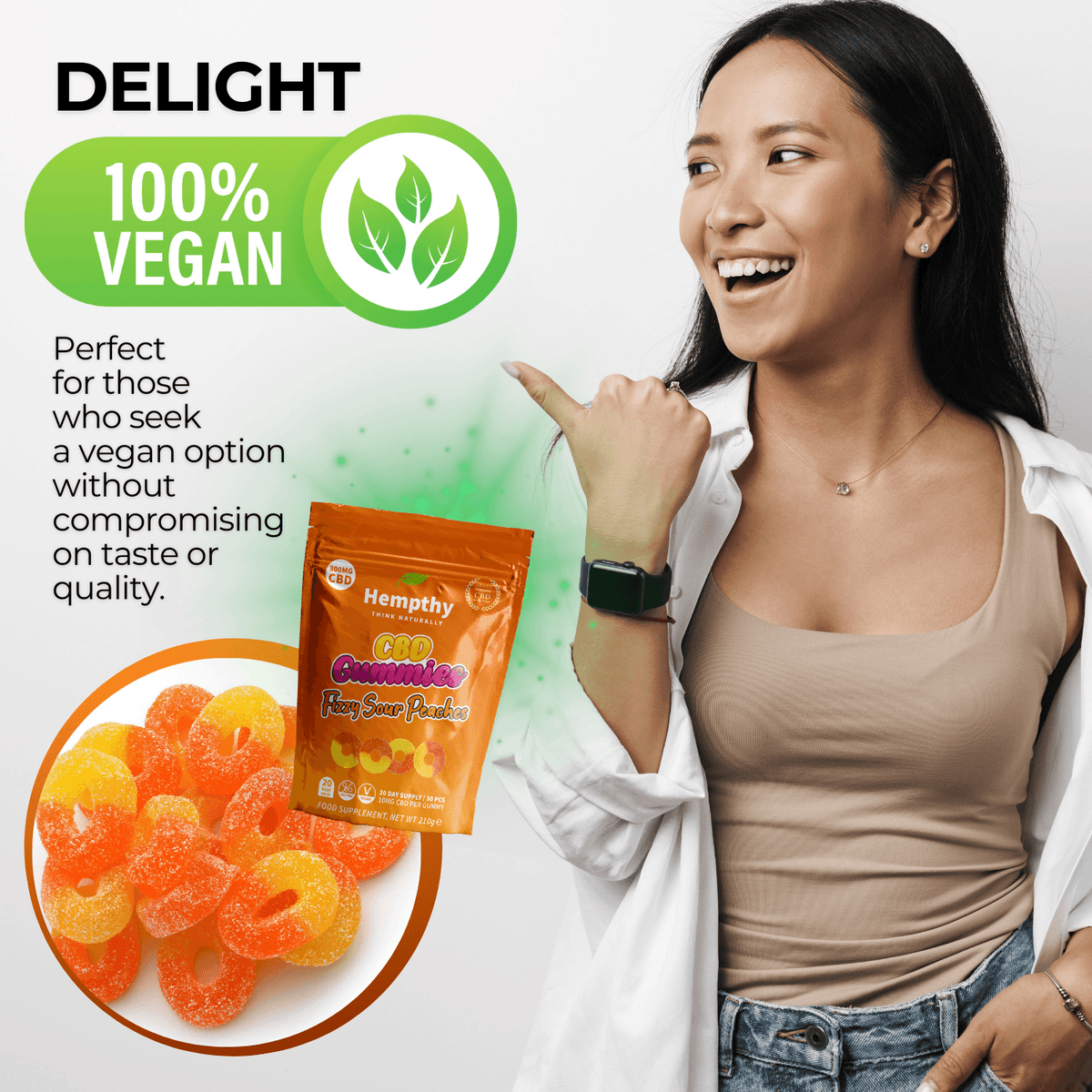 CBD Gummies Peach Rings Hempthy