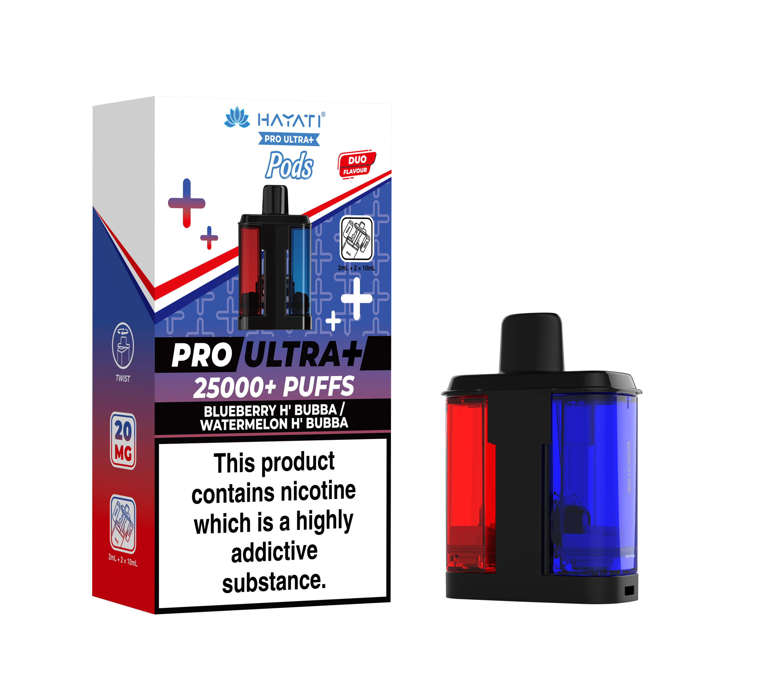Pro Ultra+ 25K Replacement Pod Blueberry H'Bubba Watermelon H'Bubba 20mg