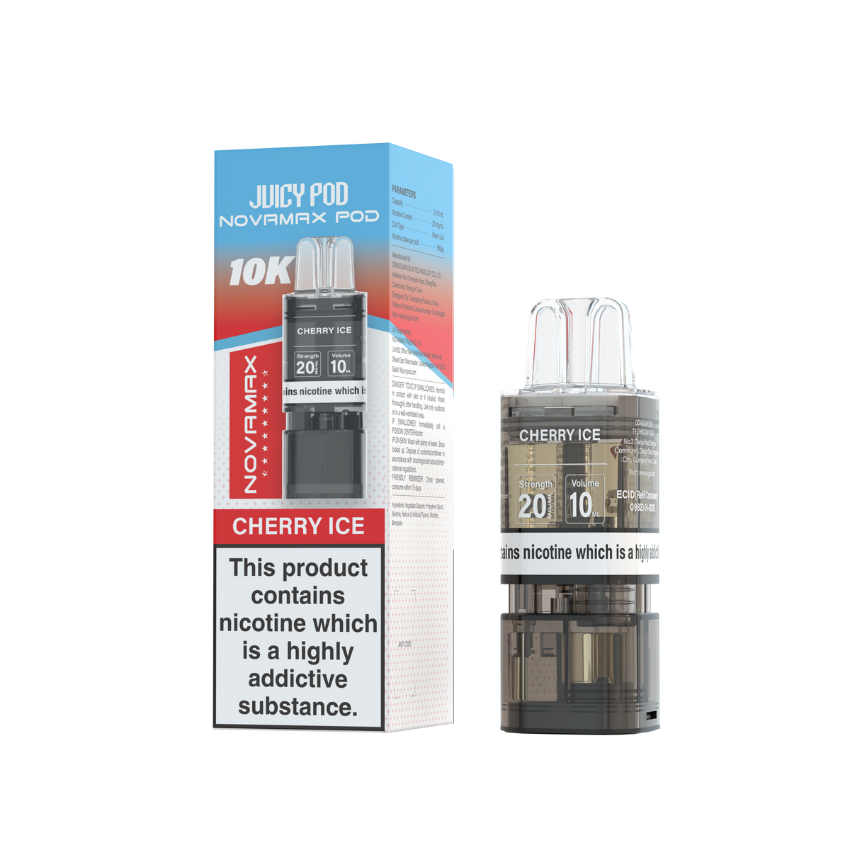 Novamax Juicy Pod 10K Cherry Ice Refill 2+10ml 20mg