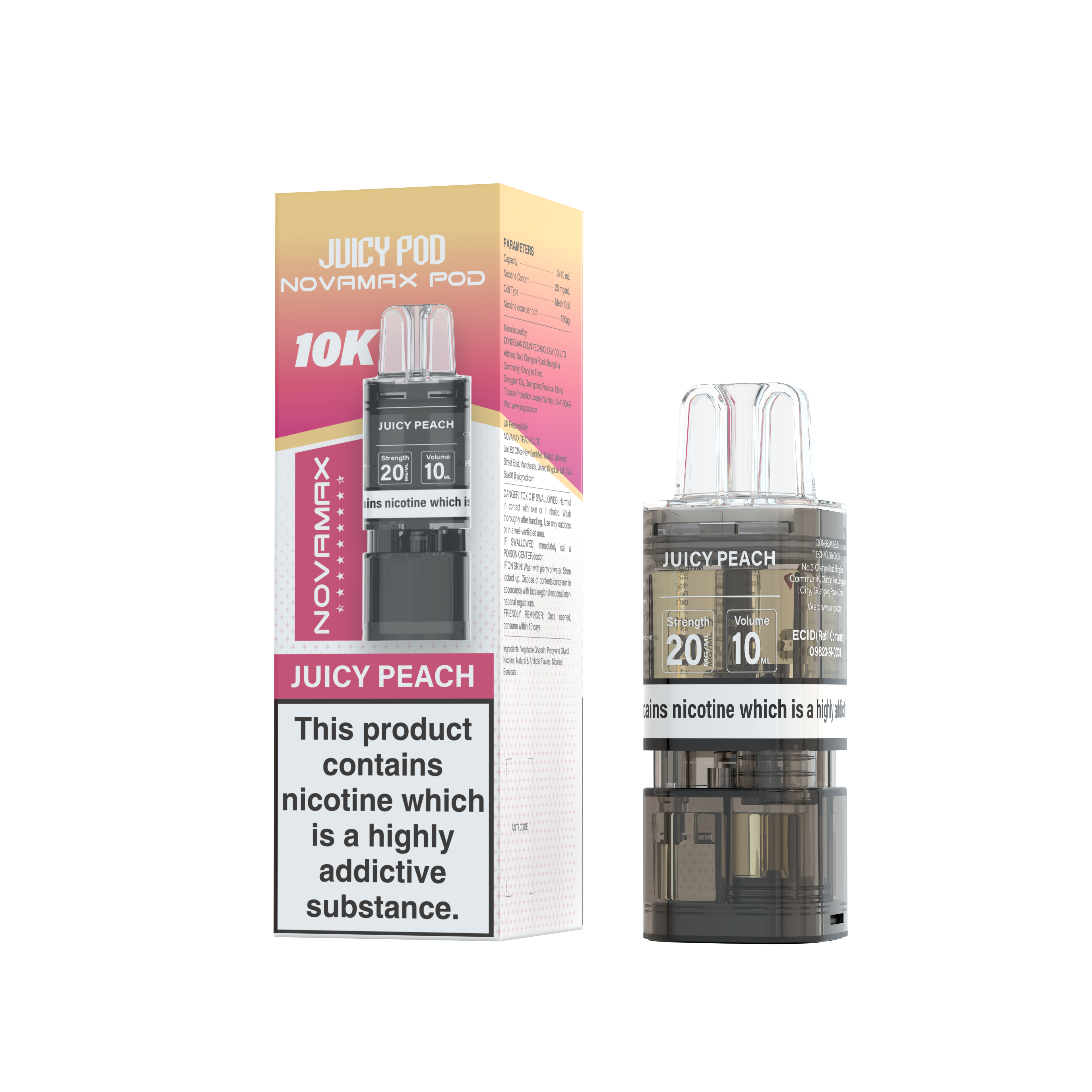 Novamax Juicy Pod 10K Juicy Peach Refill 2+10ml 20mg