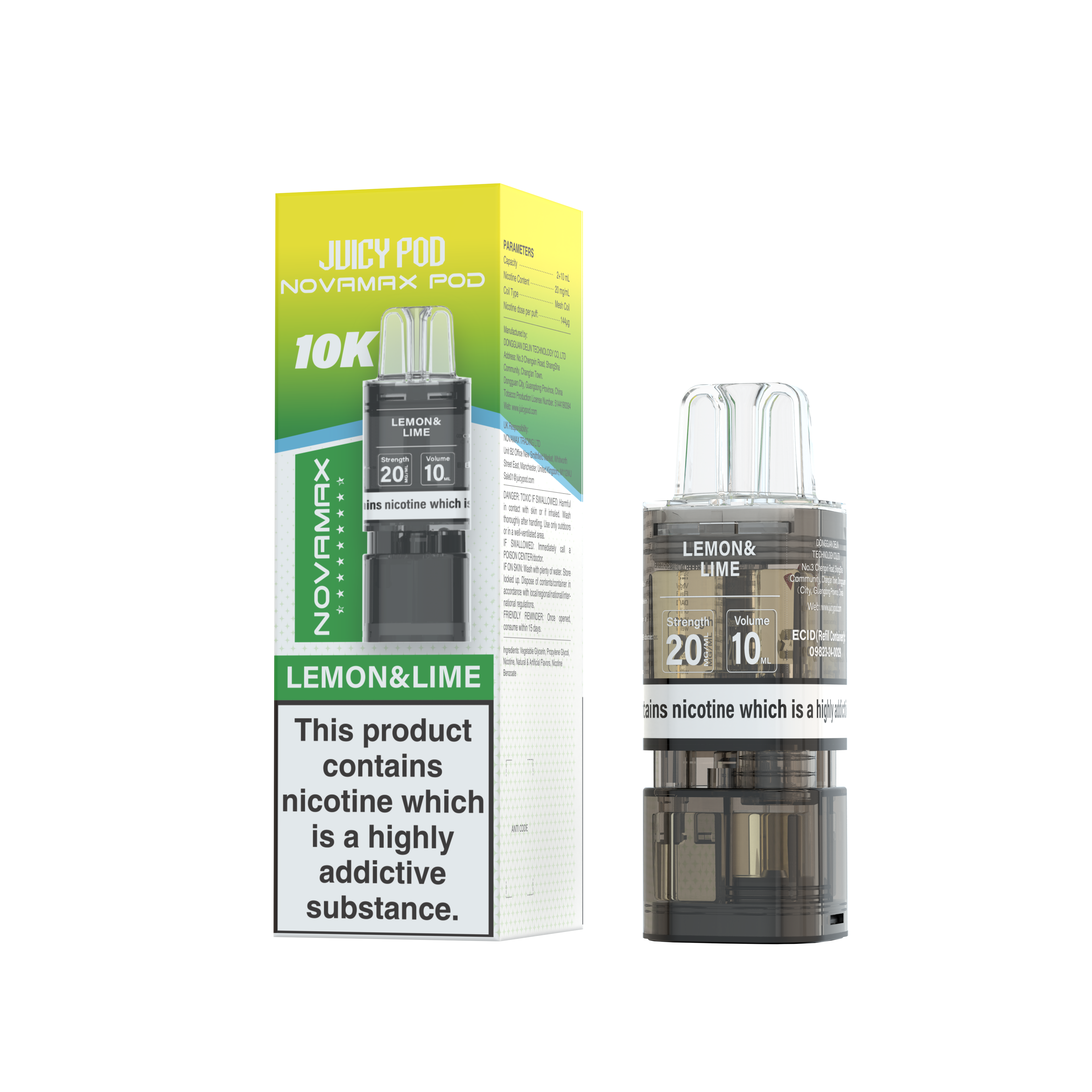 Novamax Juicy Pod 10K Lemon Lime Refill 2+10ml 20mg