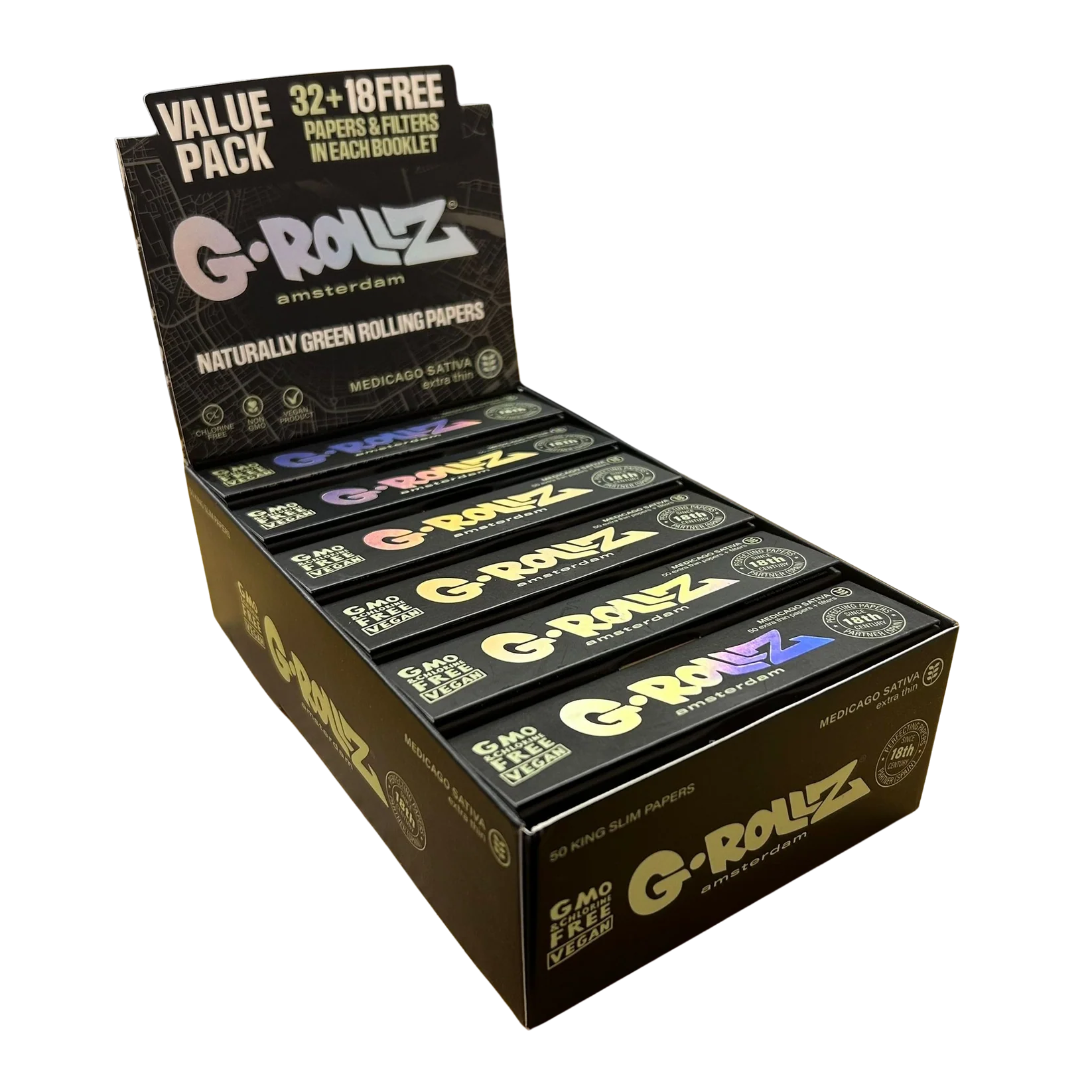 G-Rollz Medicago Sativa Extra Thin Papers, Filters & Wooden Poker