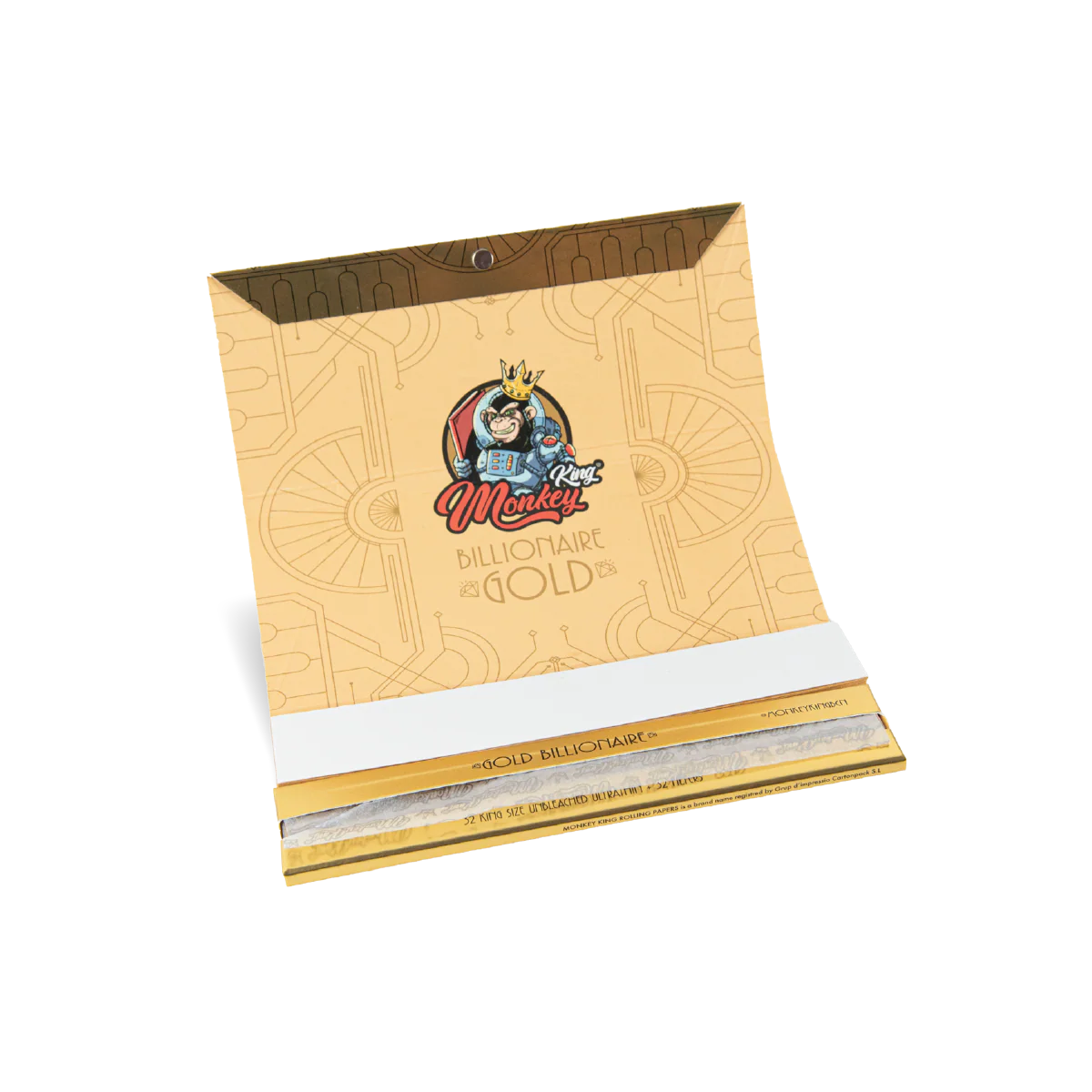 X1 Pack Monkey King Rolling Papers & Tips: Billionaire Gold XL - Extra Long