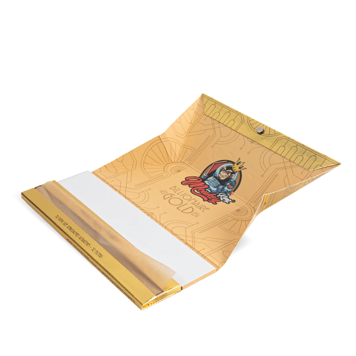 X1 Pack Monkey King Rolling Papers & Tips: Billionaire Gold XL - Extra Long
