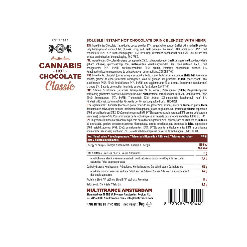 Multitrance Cannabis Hot Chocolate Classic - (10 Sachets)