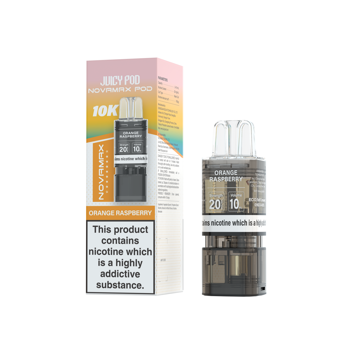 Novamax Juicy Pod 10K Refill Orange Raspberry