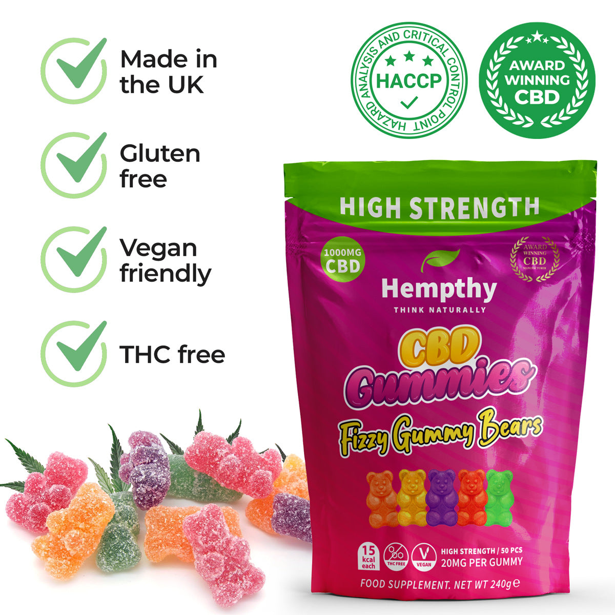 CBD Gummies Fizzy Bears Hempthy