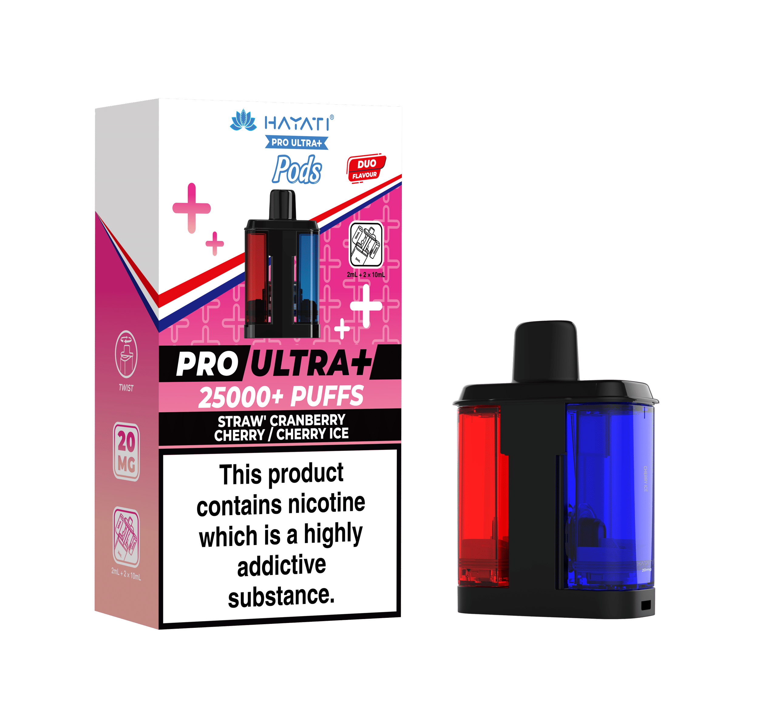 Pro Ultra+ 25K Replacement Pod Straw' Cranberry Cherry/Cherry Ice 20mg
