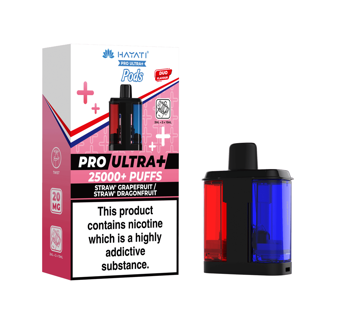 Pro Ultra+ 25K Replacement Pod Straw' Grapefruit Straw' Dragonfruit 20mg