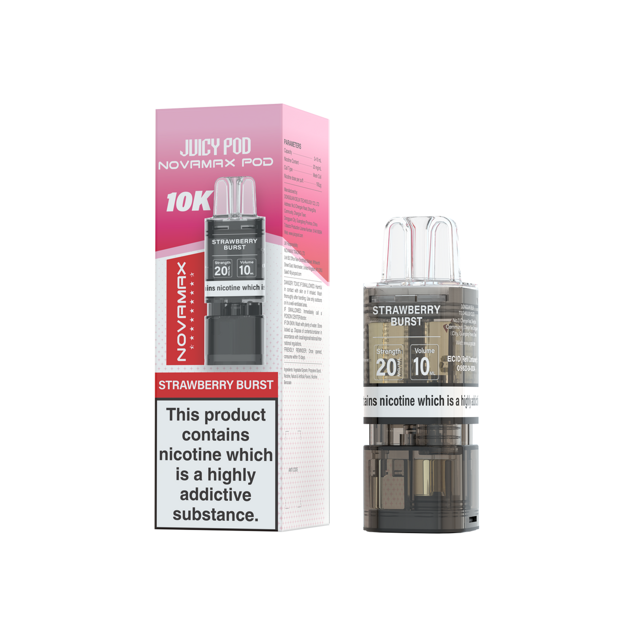 Novamax Juicy Pod 10K Strawberry Burst Refill 2+10ml 20mg