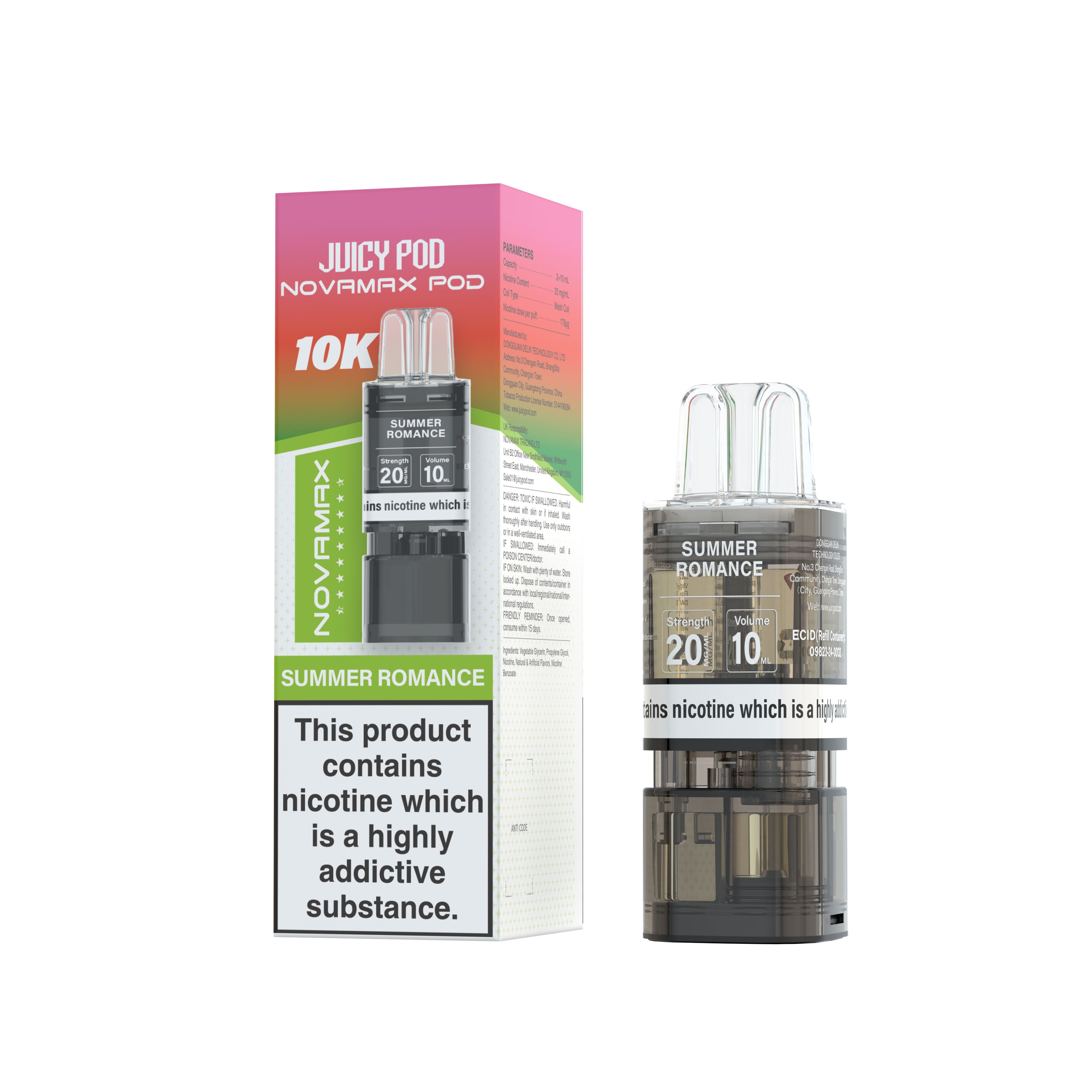 Novamax Juicy Pod 10K Summer Romance Refill 2+10ml 20mg