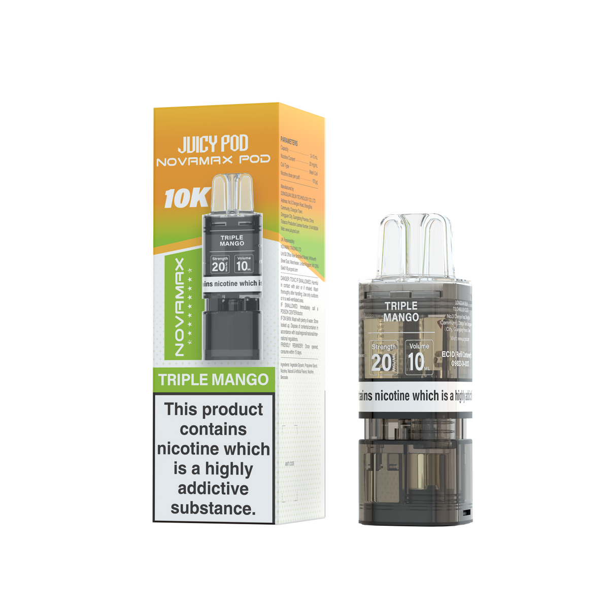 Novamax Juicy Pod 10K Triple Mango Refill 2+10ml 20mg