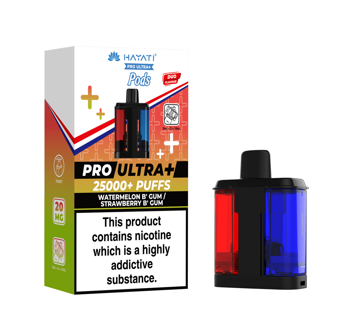 Pro Ultra+ 25K Replacement Pod Watermelon B'Gum Strawberry B'Gum 20mg
