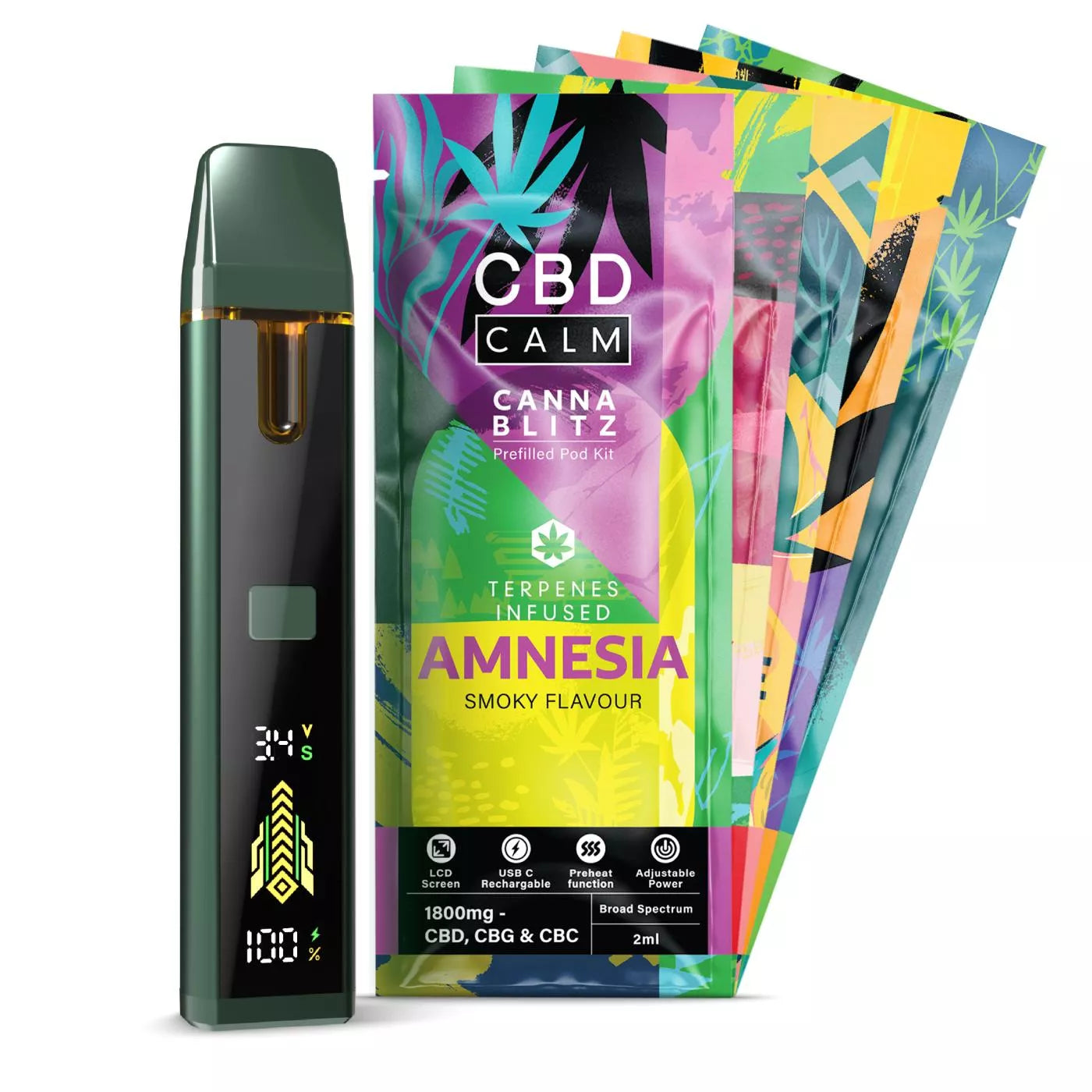 2ml CBD Calm CANNABLITZ 1800mg Prefilled Vape Kit