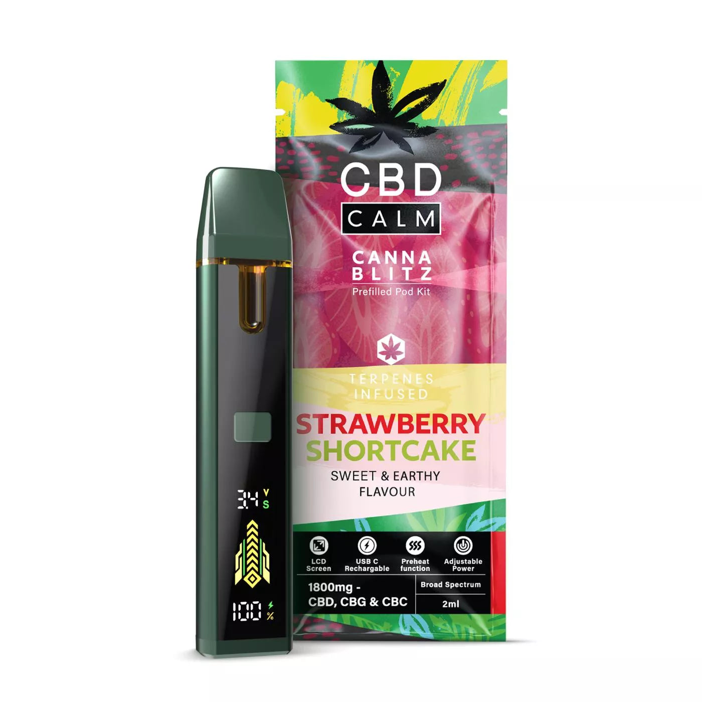 2ml CBD Calm CANNABLITZ 1800mg Prefilled Vape Kit