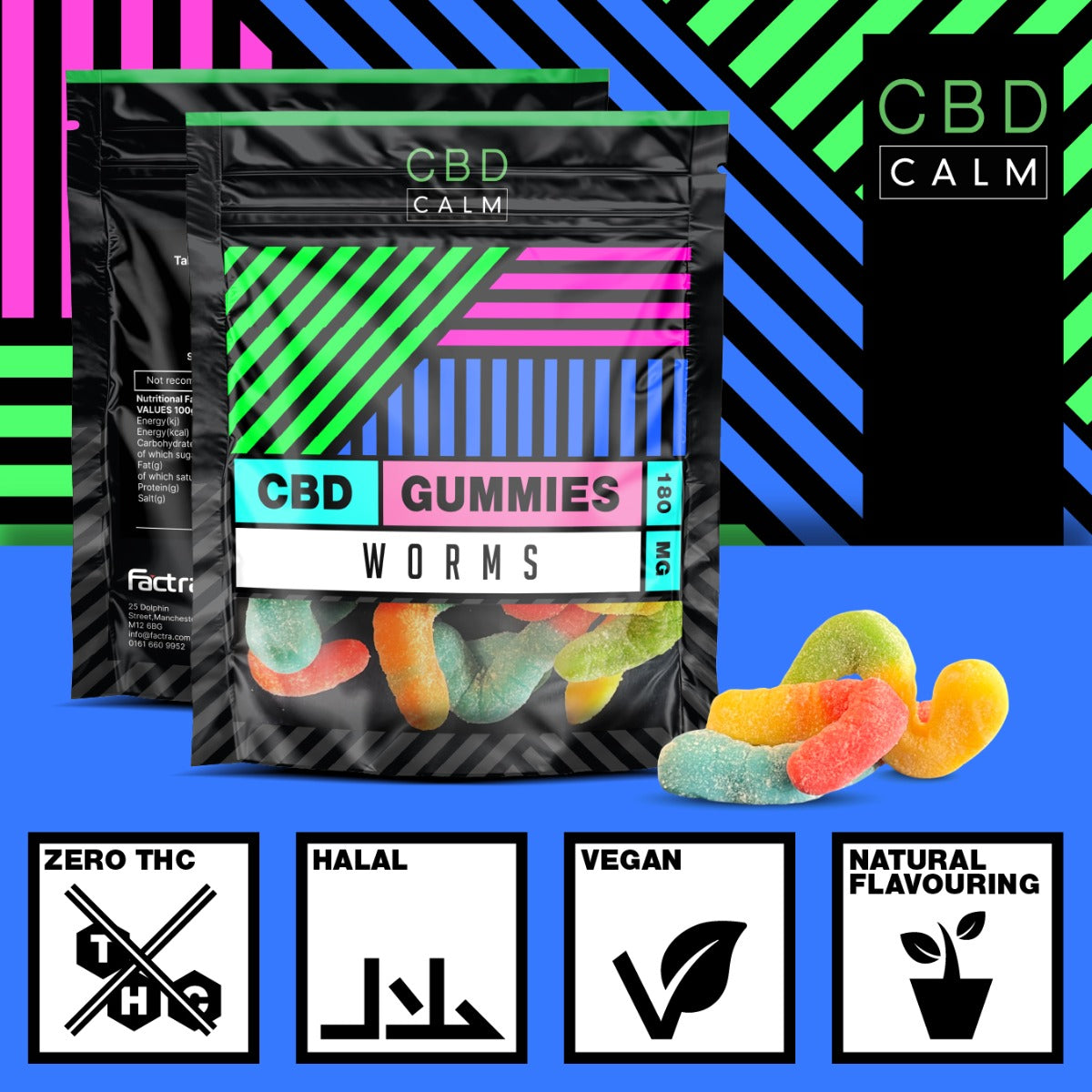 CBD Worms Gummies 180mg Grab Bag CBD Calm