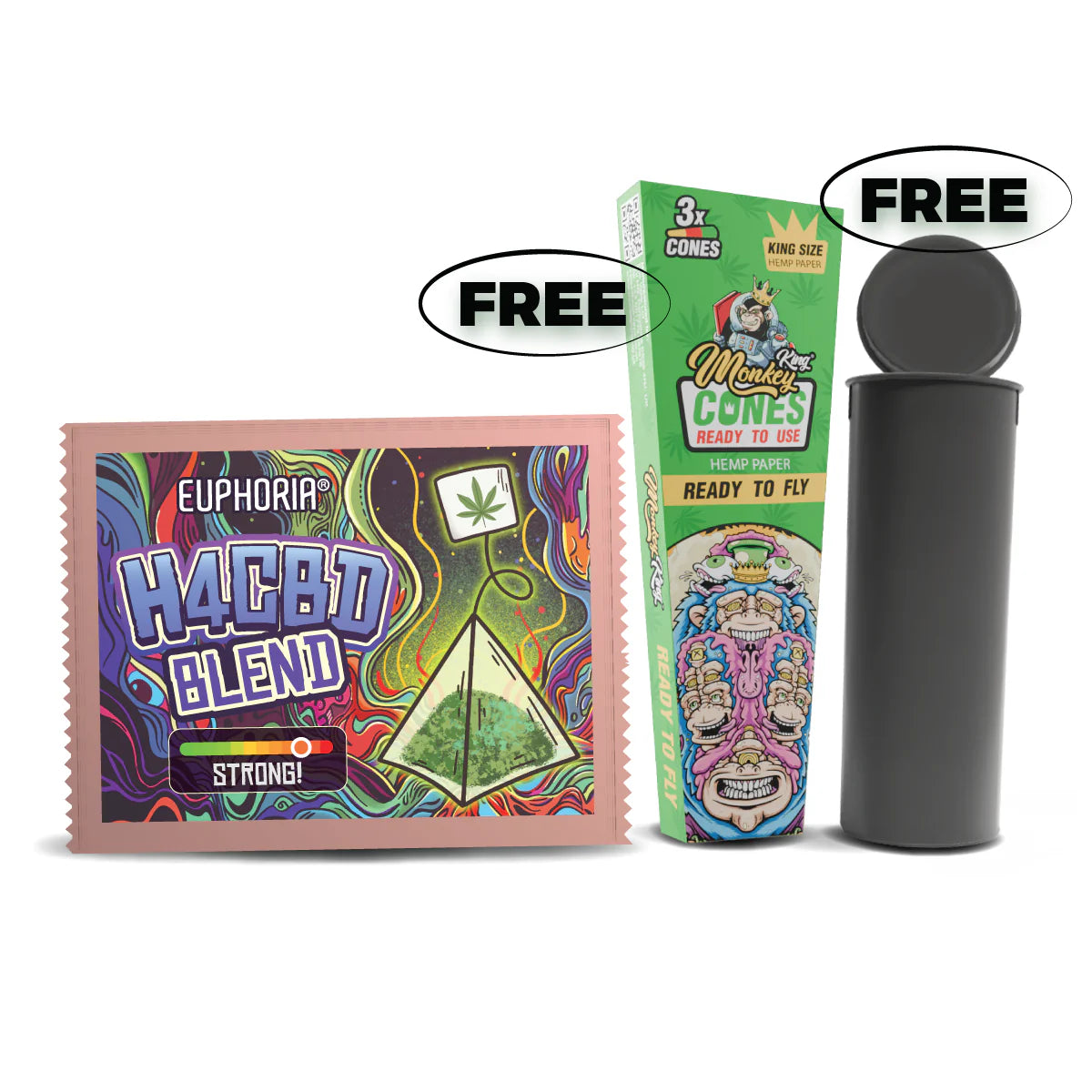 Euphoria - H4CBD Blend (Bundle Includes FREE Stash Pot + Hemp Cones 3 Pack)